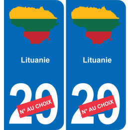 Lituanie carte drapeau autocollant sticker plaque immatriculation auto voiture département