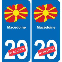 Macédoine carte drapeau autocollant sticker plaque immatriculation auto voiture département