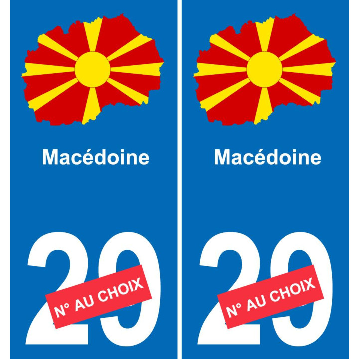 Macedonia mapa de la bandera de la etiqueta engomada de la etiqueta engomada de la placa de matriculación