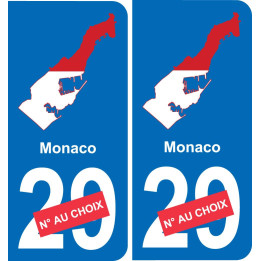 Monaco carte drapeau autocollant sticker plaque immatriculation auto voiture département