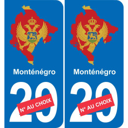 Montenegro mapa de la bandera de la etiqueta engomada de la etiqueta engomada de la placa de matriculación
