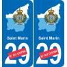 San Marino mapa de la bandera de la etiqueta engomada de la etiqueta engomada de la placa de matriculación