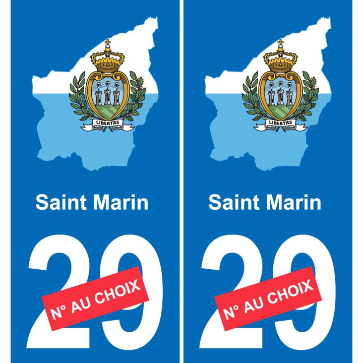 Saint Marin carte drapeau autocollant sticker plaque immatriculation auto voiture département