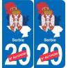 serbie carte drapeau autocollant sticker plaque immatriculation auto voiture département
