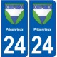 24 Prigonrieuxblason autocollant plaque stickers département