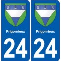 24 Prigonrieuxblason autocollant plaque stickers département