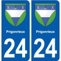 24 Prigonrieuxblason autocollant plaque stickers département