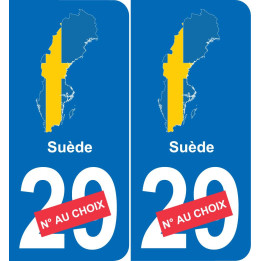 suède carte drapeau autocollant sticker plaque immatriculation auto voiture département