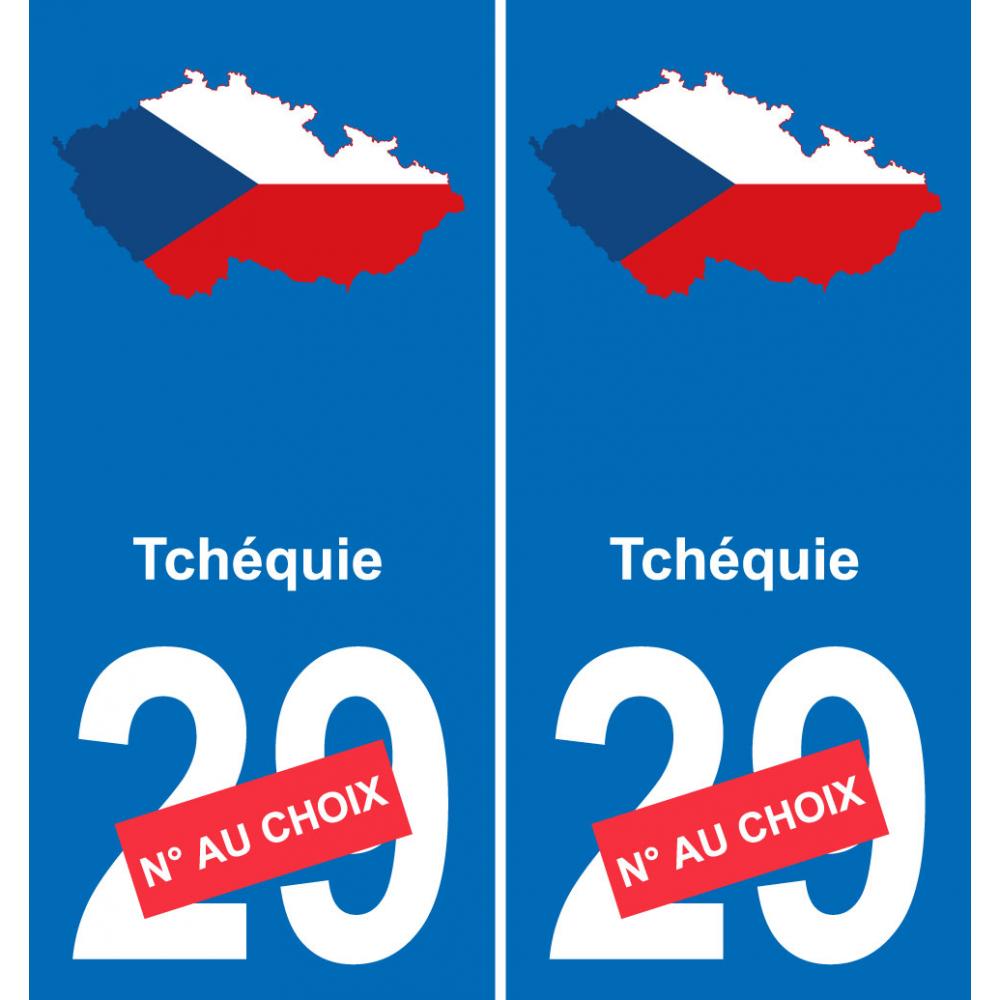 Tchéquie carte drapeau autocollant sticker plaque immatriculation auto voiture département