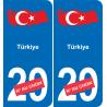 Turquie carte drapeau autocollant sticker plaque immatriculation auto voiture département