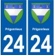 24 Prigonrieuxblason autocollant plaque stickers département
