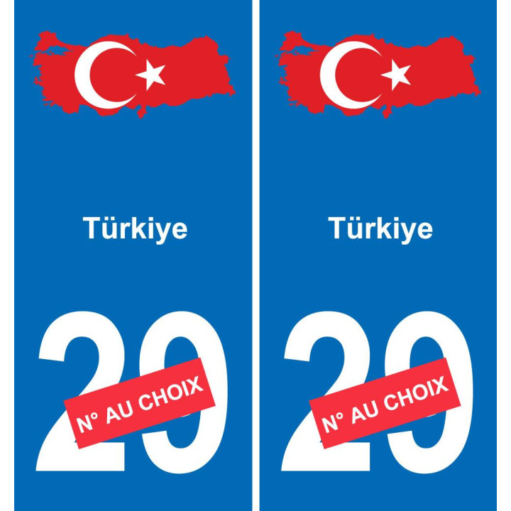Turquie carte drapeau autocollant sticker plaque immatriculation auto voiture département