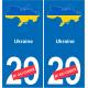 Ukraine carte drapeau autocollant sticker plaque immatriculation auto voiture département