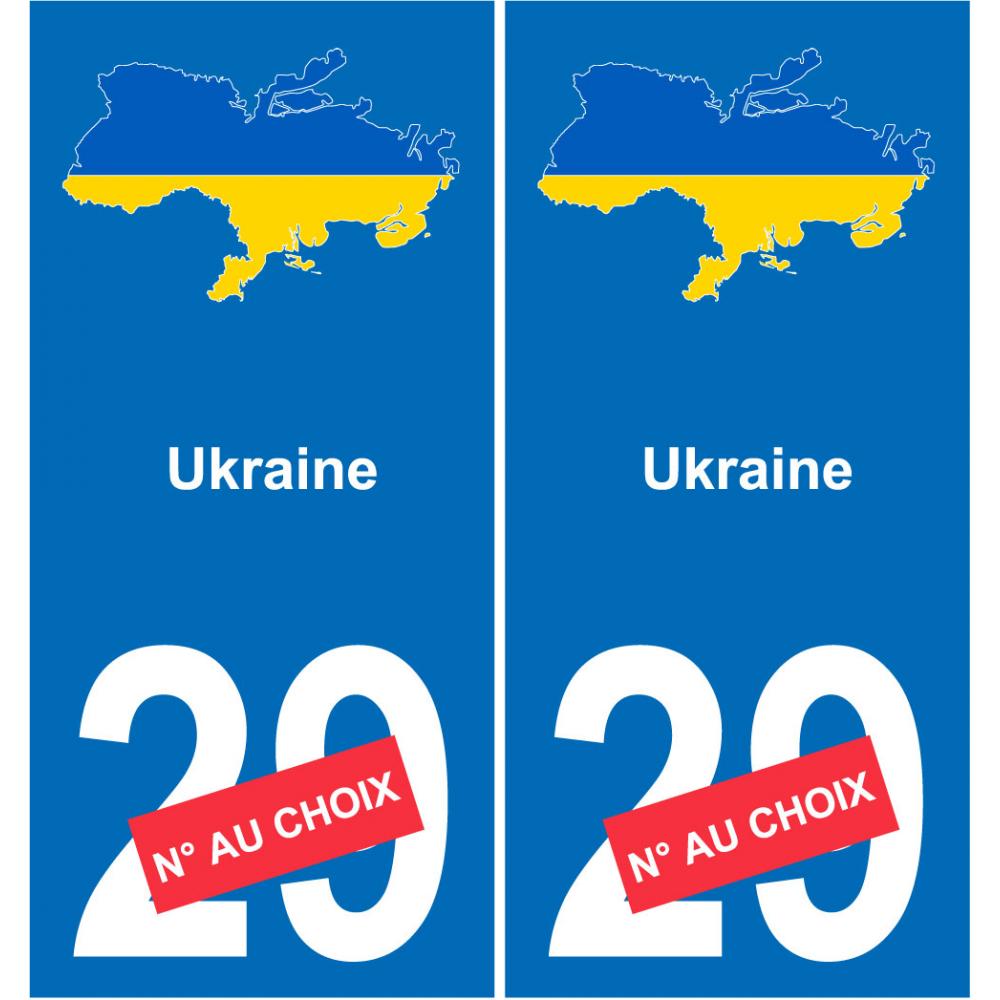 Ukraine carte drapeau autocollant sticker plaque immatriculation auto voiture département