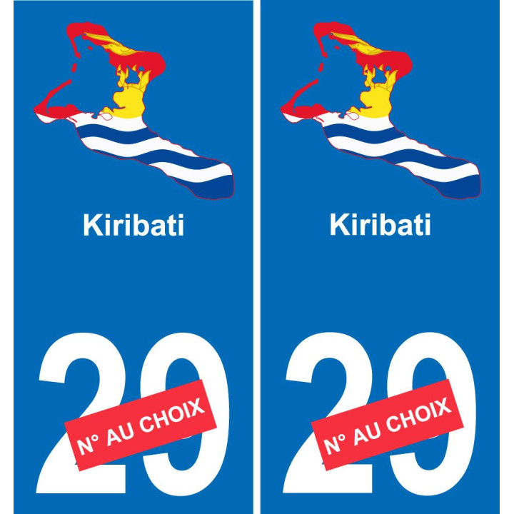 kiribati carte drapeau autocollant sticker plaque immatriculation auto voiture département