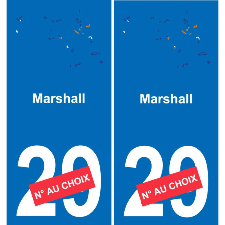 Marshall carte drapeau autocollant sticker plaque immatriculation auto voiture département