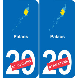 Palau mapa de la bandera de la etiqueta engomada de la etiqueta engomada de la placa de matriculación