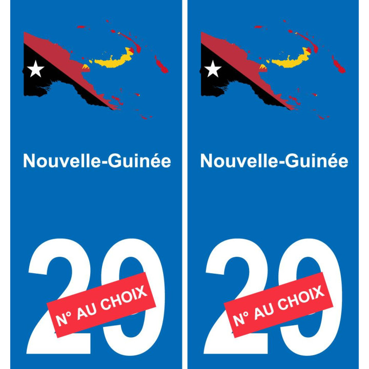 papouasie-nouvelle-guinée carte drapeau autocollant sticker plaque immatriculation auto voiture département