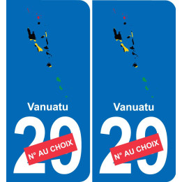 Vanuatu carte drapeau autocollant sticker plaque immatriculation auto voiture département