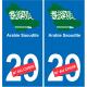 Arabia Saudita mapa de la bandera de la etiqueta engomada de la etiqueta engomada de la placa de matriculación