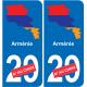 Arménie carte drapeau autocollant sticker plaque immatriculation auto voiture département