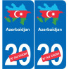 Azerbaigian mappa bandiera adesivo adesivo targa di immatricolazione