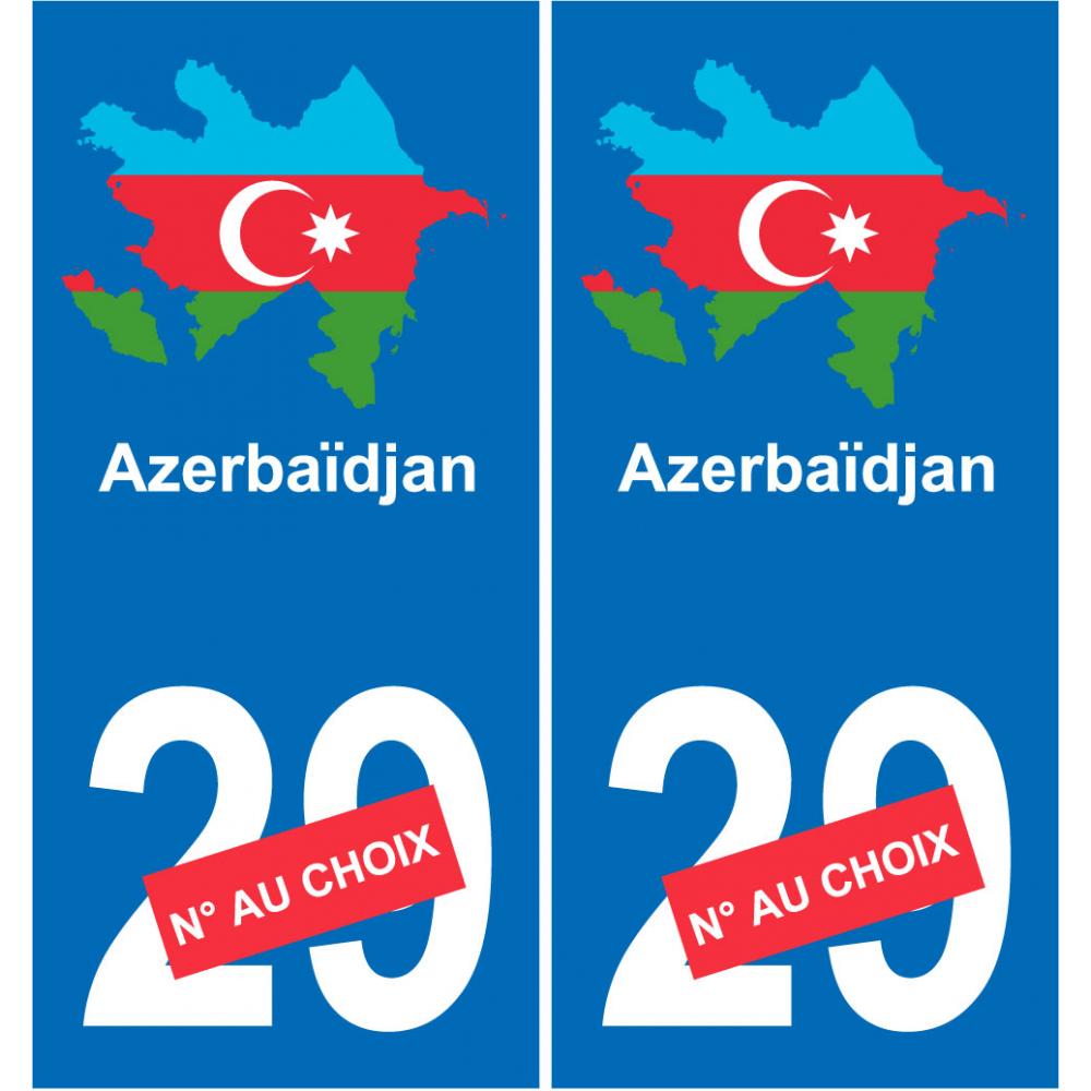 Azerbaïdjan carte drapeau autocollant sticker plaque immatriculation auto voiture département