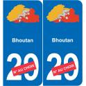 Bhutan map flag sticker sticker plaque immatriculation