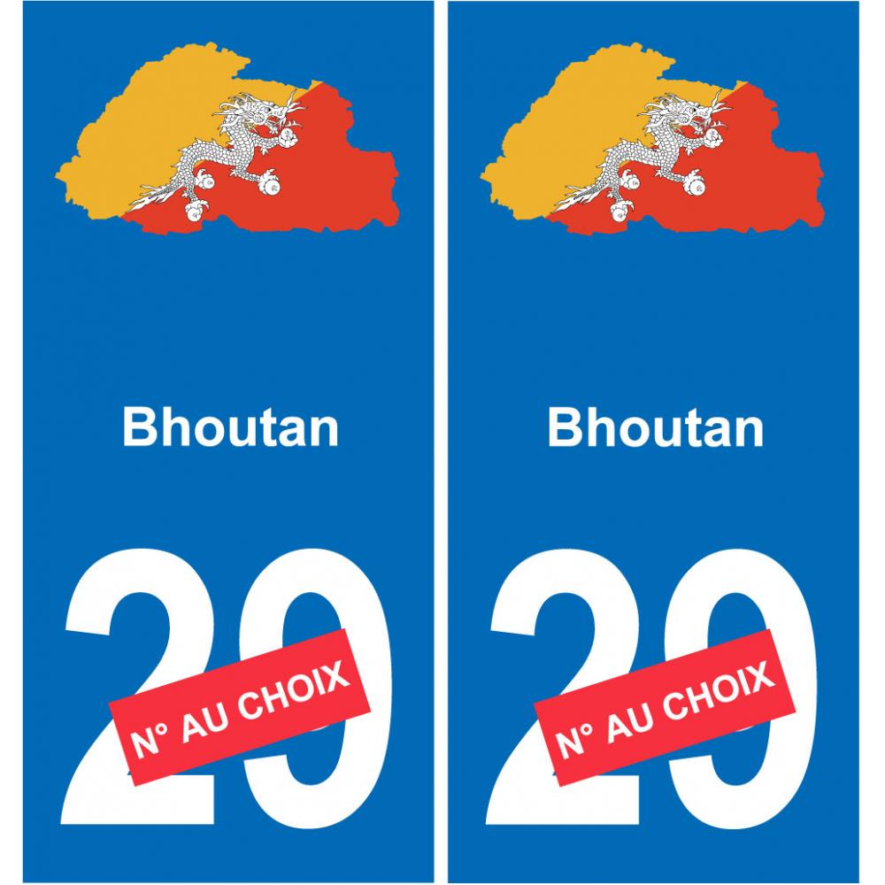 Bhutan map flag sticker sticker plaque immatriculation