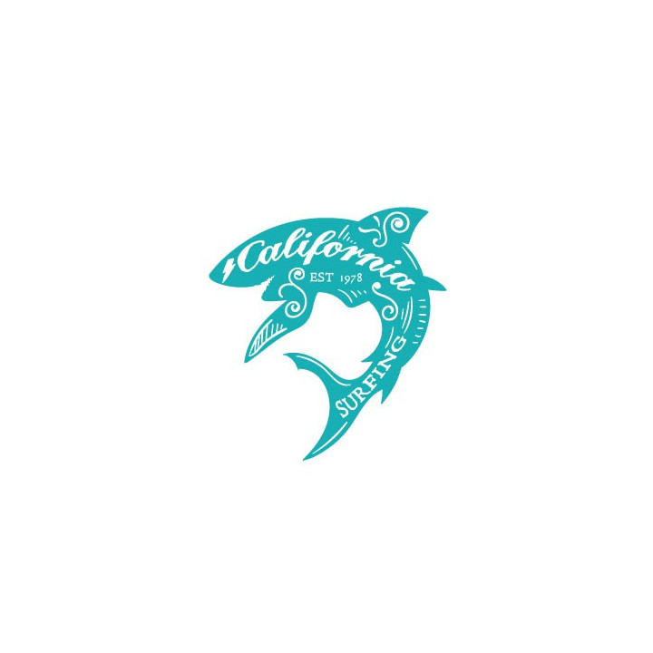 Autocollant surf requin texte stickers