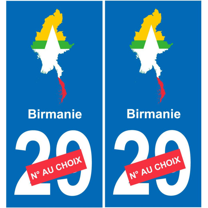 Birmania mapa de la bandera de la etiqueta engomada de la etiqueta engomada de la placa de matriculación