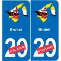 Brunéi carte drapeau autocollant sticker plaque immatriculation auto voiture département