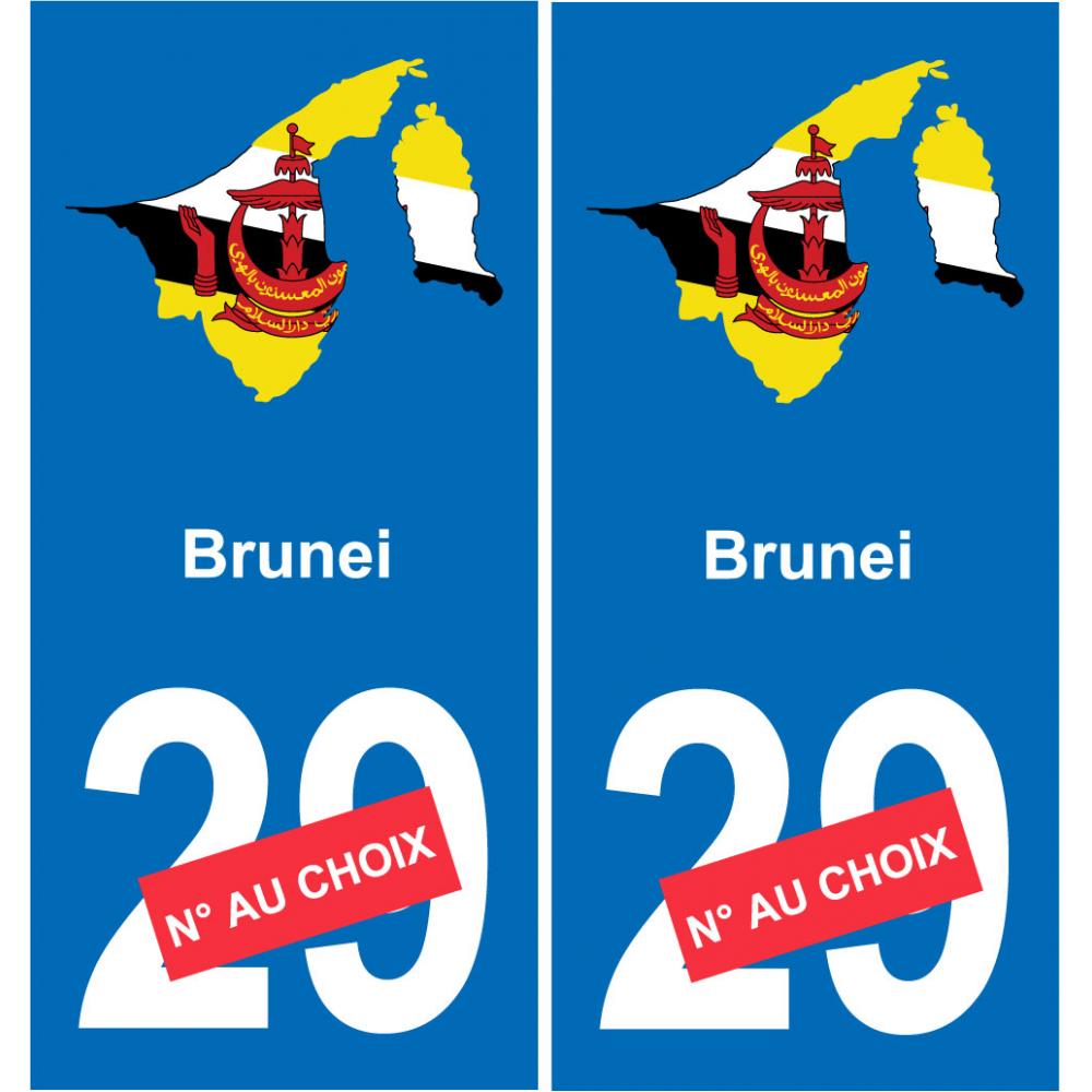 Brunéi carte drapeau autocollant sticker plaque immatriculation auto voiture département