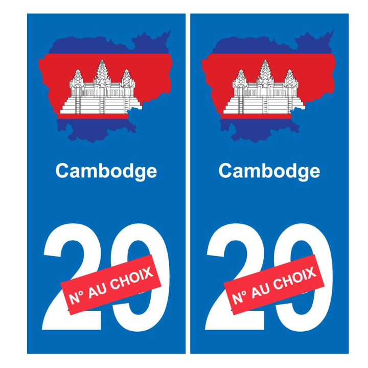 Cambodge carte drapeau autocollant sticker plaque immatriculation auto voiture département
