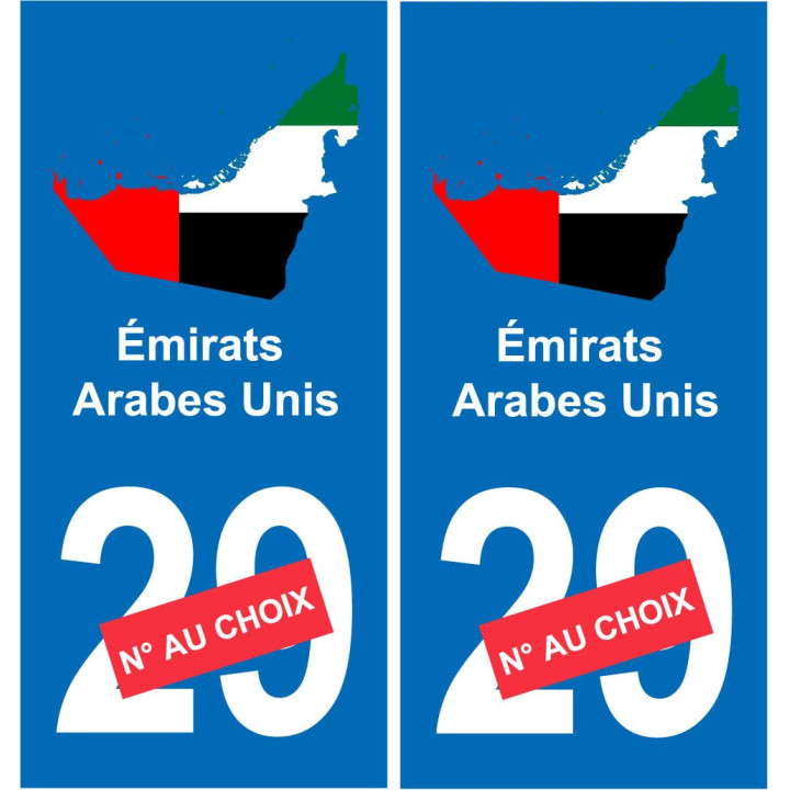 Émirats arabes unis carte drapeau autocollant sticker plaque immatriculation auto voiture département
