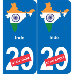 Inde carte drapeau autocollant sticker plaque immatriculation auto voiture département
