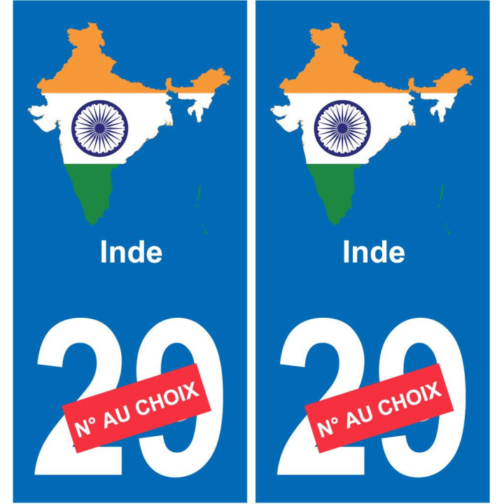 Inde carte drapeau autocollant sticker plaque immatriculation auto voiture département