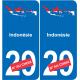 Indonésie carte drapeau autocollant sticker plaque immatriculation auto voiture département