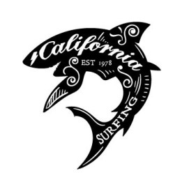 Autocollant surf requin texte stickers