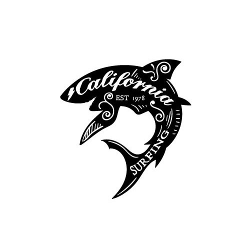 Autocollant surf requin texte stickers