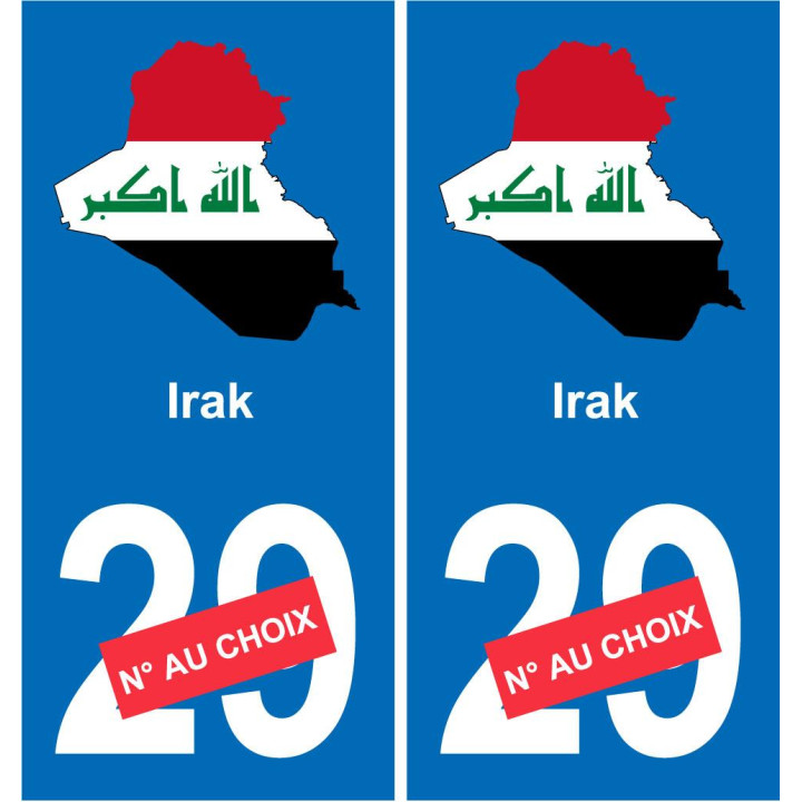 Irak carte drapeau autocollant sticker plaque immatriculation auto voiture département