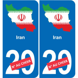 Iran carte drapeau autocollant sticker plaque immatriculation auto voiture département