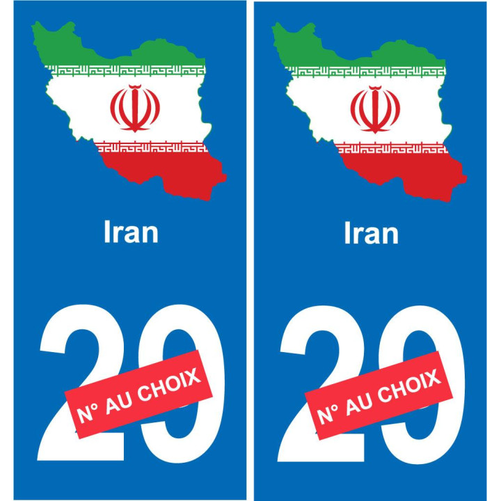 Iran carte drapeau autocollant sticker plaque immatriculation auto voiture département