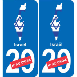 Israël carte drapeau autocollant sticker plaque immatriculation auto voiture département