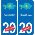 Kazajstán mapa de la bandera de la etiqueta engomada de la etiqueta engomada de la placa de matriculación