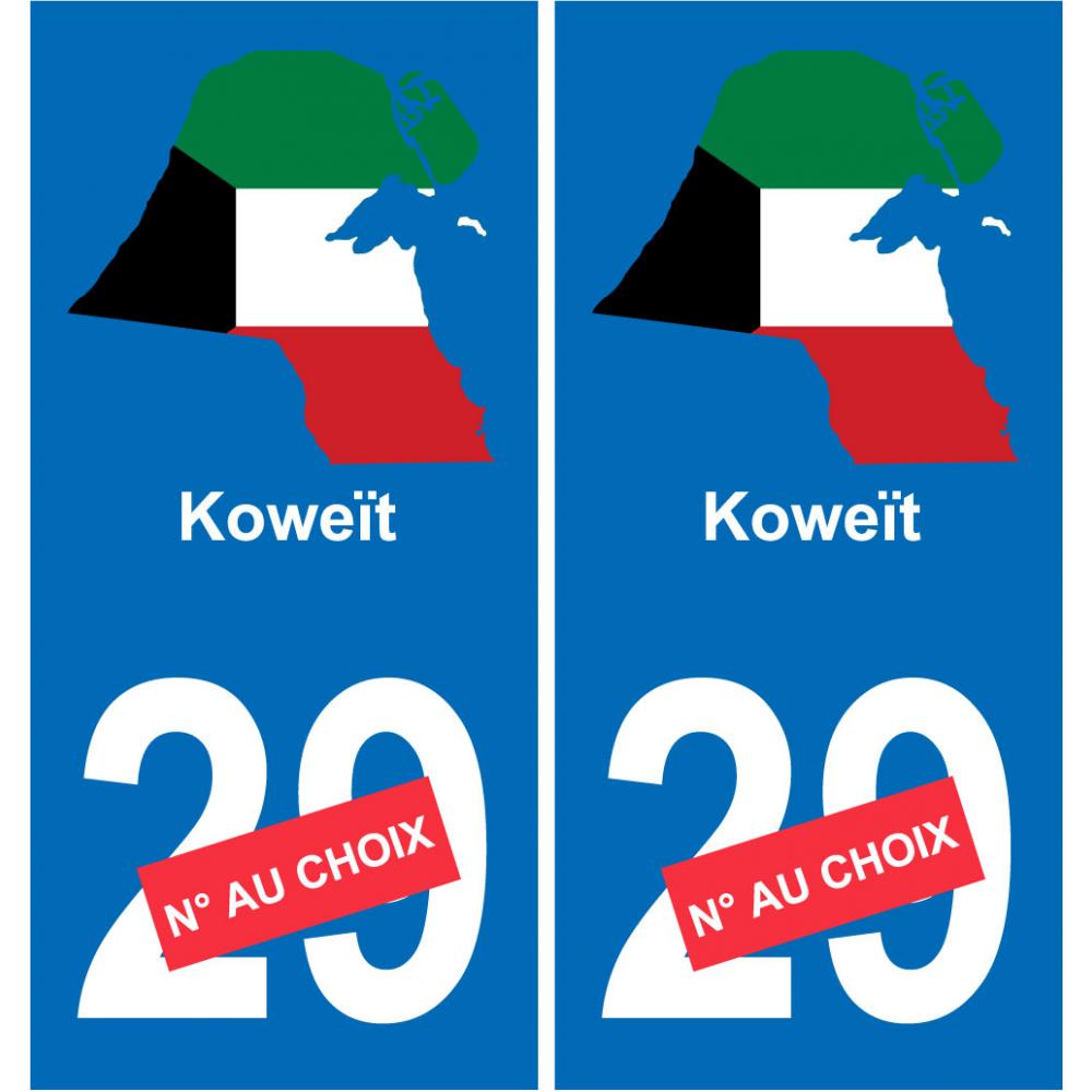 Kuwait mapa de la bandera de la etiqueta engomada de la etiqueta engomada de la placa de matriculación