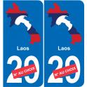 Laos mapa de la bandera de la etiqueta engomada de la etiqueta engomada de la placa de matriculación