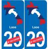 Laos carte drapeau autocollant sticker plaque immatriculation auto voiture département