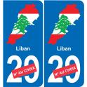 Líbano mapa de la bandera de la etiqueta engomada de la etiqueta engomada de la placa de matriculación