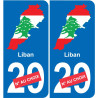 Liban carte drapeau autocollant sticker plaque immatriculation auto voiture département